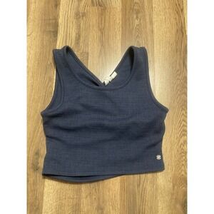 Ladies' Navy Ribbed Crop Tank Top - Roxy